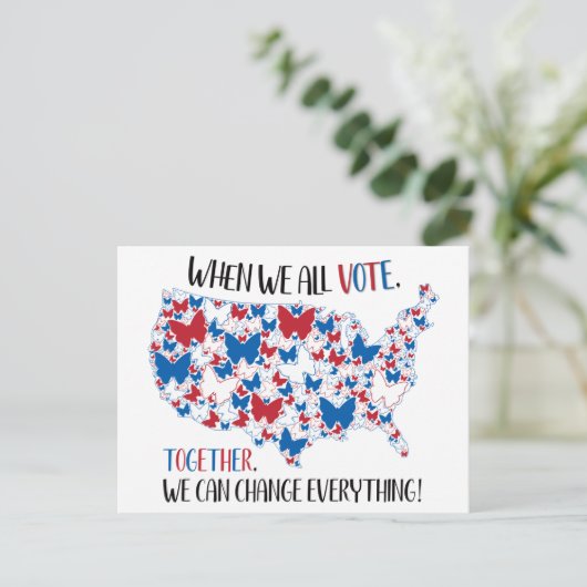Stem samen We veranderen alles, rood wit blauw Briefkaart (Staand voorkant)