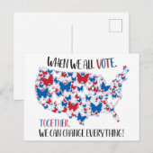 Stem samen We veranderen alles, rood wit blauw Briefkaart (Voorkant / Achterkant)