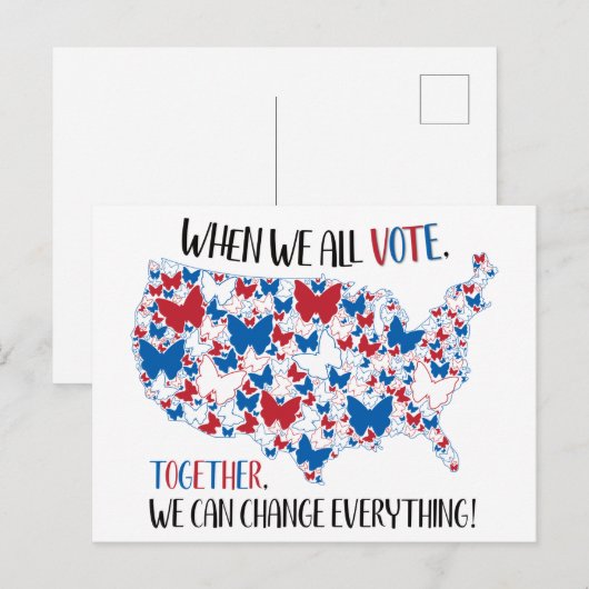 Stem samen We veranderen alles, rood wit blauw Briefkaart (Voorkant / Achterkant)