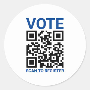 Stem Scan QR Code om aangepaste blauw wit te regis Ronde Sticker