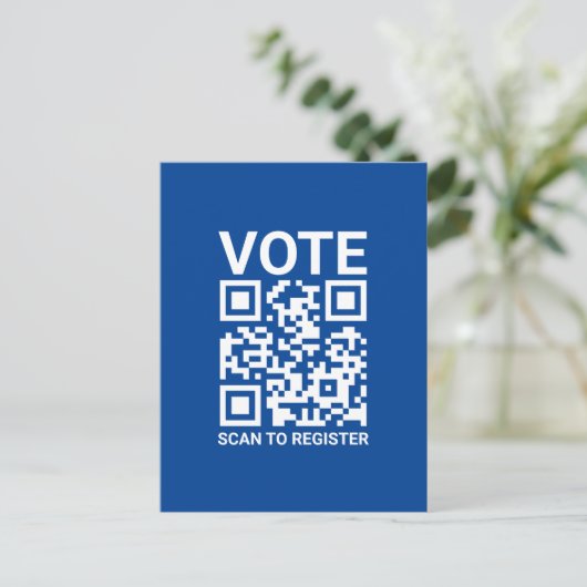 Stem Scan QR-code om aangepaste tekst blauw te reg Briefkaart (Staand voorkant)