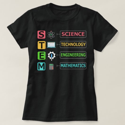 STEM Science Technology Engineering Wiskunde leraa T-shirt (Design voorkant)