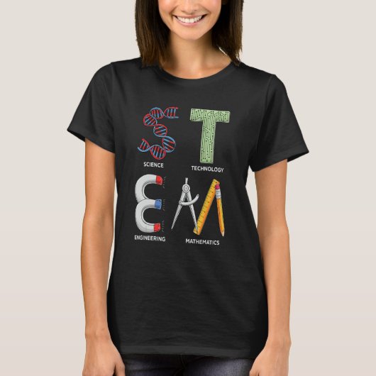 STEM Science Technology Engineering Wiskunde Teach T-shirt (Voorkant)