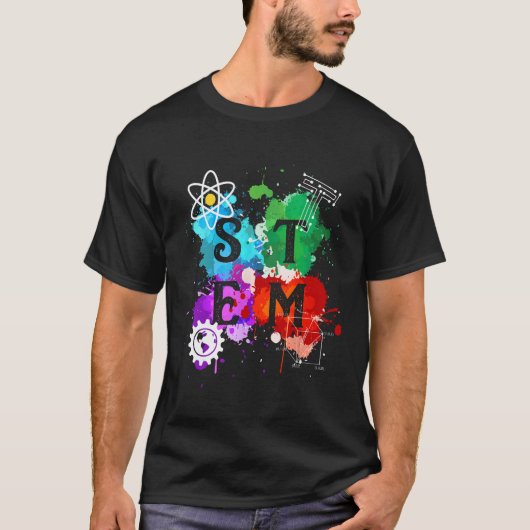 STEM Science Technology Engineering Wiskunde Teach T-shirt (Voorkant)