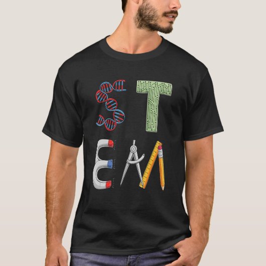 STEM Science Technology Engineering Wiskunde Teach T-shirt (Voorkant)