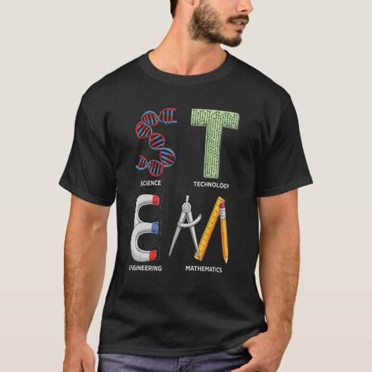 STEM Science Technology Engineering Wiskunde Teach T-shirt (Voorkant)
