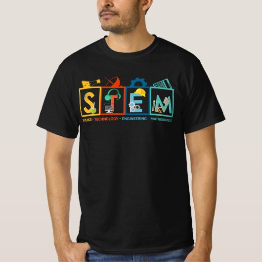 STEM Science Technology Engineering Wiskunde Teach T-shirt (Voorkant)