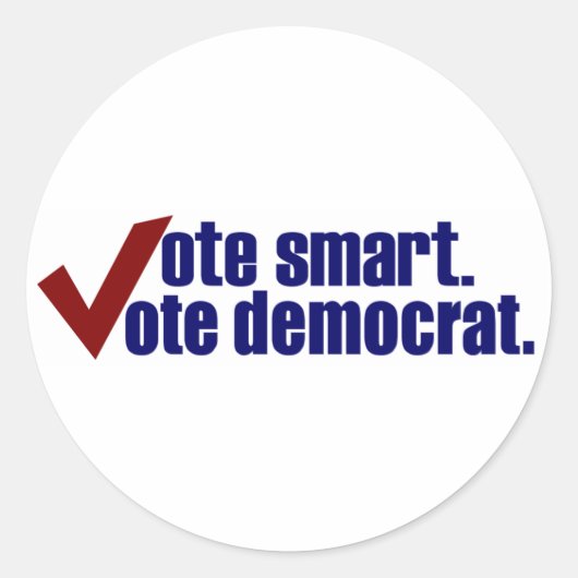 Stem Smart Vote Democraat Ronde Sticker (Voorkant)