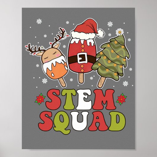STEM Squad Reindeer Santa Tree Ice Cream Kerstmis Poster (Voorkant)