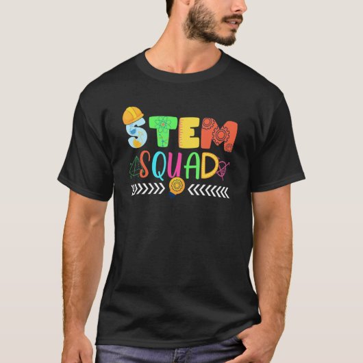 Stem Squad Science Technology Engineering Wiskunde T-shirt (Voorkant)