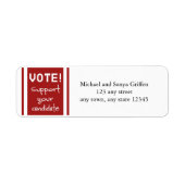 Stem steun uw kandidaat Retour Adreslabels Etiket (Voorkant)