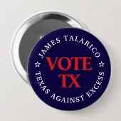 Stem Talarico: TX Tegen Overdaad Knop Ronde Button 4,0 Cm (Voorkant /achterkant)