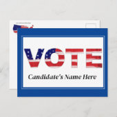 Stem tekst in vlag kleuren Blauw Kandidaat naam Briefkaart (Voorkant / Achterkant)