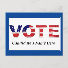Stem tekst in vlag kleuren Blauw Kandidaat naam Briefkaart