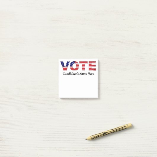 Stem tekst in vlag kleuren Kandidaat naam Post-it® Notes (Op bureau)
