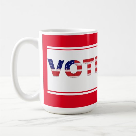 Stem tekst in vlag kleuren rood koffiemok (Links)