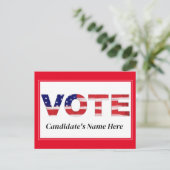 Stem tekst in vlag kleuren Rood Naam kandidaat Briefkaart (Staand voorkant)