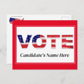 Stem tekst in vlag kleuren Rood Naam kandidaat Briefkaart (Voorkant / Achterkant)