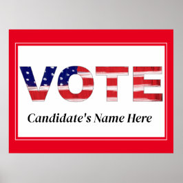 Stem tekst in vlag kleuren Rood Naam kandidaat Poster