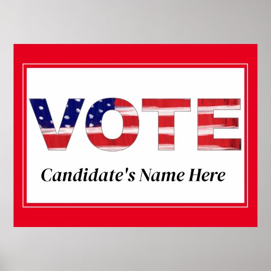 Stem tekst in vlag kleuren Rood Naam kandidaat Poster (Voorkant)