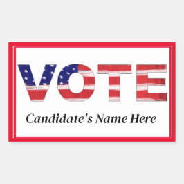 Stem tekst in vlag kleuren Rood Naam kandidaat Rechthoekige Sticker