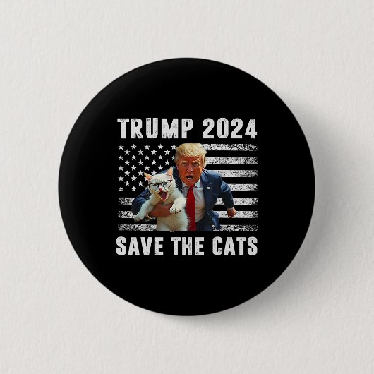 Stem Trump 2025 Grappig Save The Cats  Ronde Button 5,7 Cm (Voorkant)