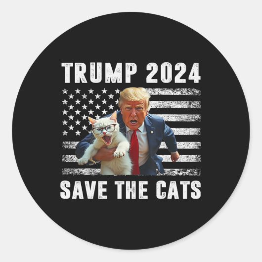 Stem Trump 2025 Grappig Save The Cats  Ronde Sticker (Voorkant)