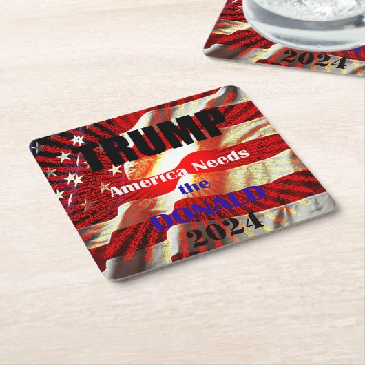 Stem Trump voor President 2024 Kartonnen Onderzetters (Schuin)