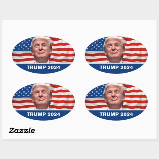 STEM Trump voor President 2024 Ovale Sticker (Vel)
