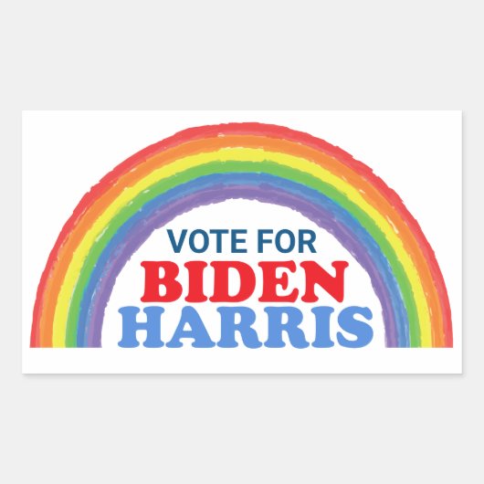 Stem voor Biden Harris Rainbow LGBTQ Verkiezing Rechthoekige Sticker (Voorkant)