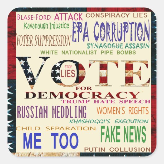 Stem voor Democratie Vierkante Sticker (Voorkant)