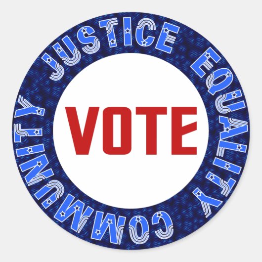 Stem voor Justitie Gelijkheid Gemeenschap Blue Cir Ronde Sticker (Voorkant)
