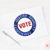 Stem voor Justitie Gelijkheid Gemeenschap Blue Cir Ronde Sticker (Envelop)