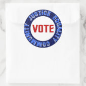 Stem voor Justitie Gelijkheid Gemeenschap Blue Cir Ronde Sticker (Tas)