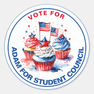 Stem voor President in de klas: cupcake Ronde Sticker