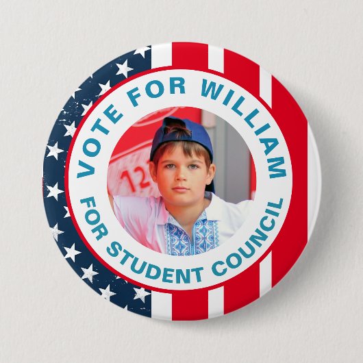 Stem voor President: Studentenraad Ronde Button 7,6 Cm (Voorkant)
