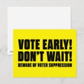 Stem vroeg! Wacht niet. Let op Voter Onderdrukking Briefkaart (Voorkant / Achterkant)