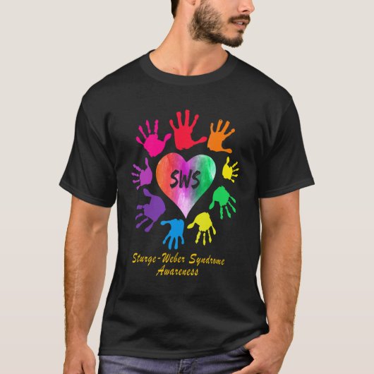 Stem Weber Syndrome Awareness Rainbow Hands T-shirt (Voorkant)