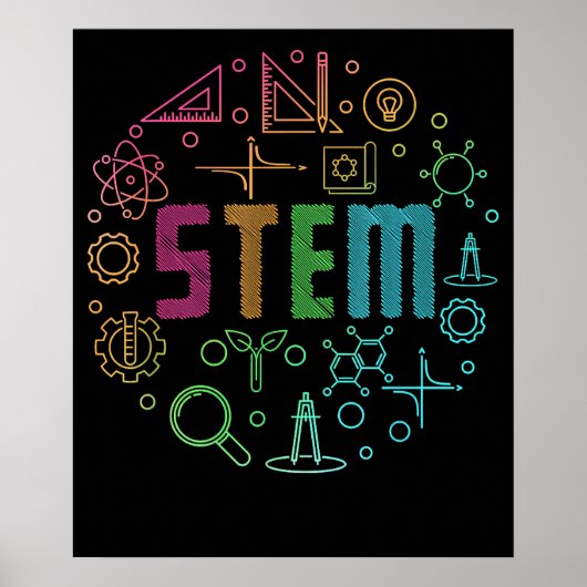 STEM Wetenschap Technologie Techniek Wiskunde Doce Poster (Voorkant)