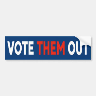 Stem ze uit met een rode, witte, blauwe politieke  bumpersticker