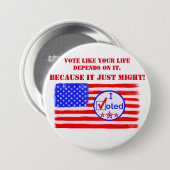"Stem zoals je leven..." Stemrechtspin Ronde Button 7,6 Cm (Voorkant /achterkant)
