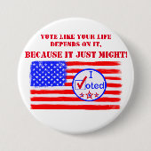 "Stem zoals je leven..." Stemrechtspin Ronde Button 7,6 Cm (Voorkant)
