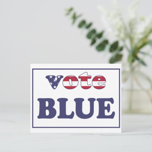 Stemblauw - Amerikaanse vlag Typografie Briefkaart (Staand voorkant)