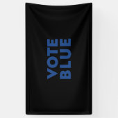 Stemblauw, blinderblauwe letters, zwarte achtergro spandoek (Verticaal)