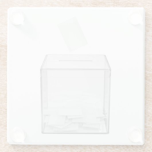 Stemdocument en transparant stemhokje glazen onderzetter (Achterkant)