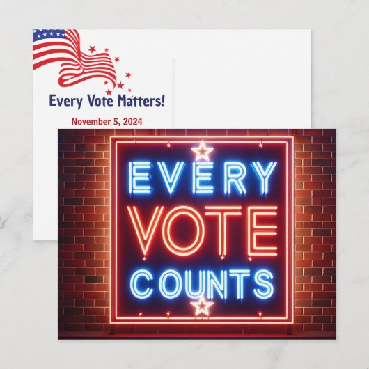 Stemherinnering neonteken briefkaart (Voorkant / Achterkant)