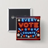 Stemherinnering neonteken vierkante button 5,1 cm (Voorkant /achterkant)