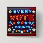 Stemherinnering neonteken vierkante button 5,1 cm (Voorkant)