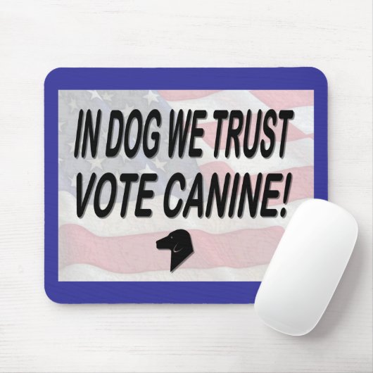 Stemhond bij Amerikaanse vlag Mousepad Muismat (Met muis)