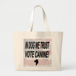 Stemhond met Amerikaanse vlag Grote Tote Bag